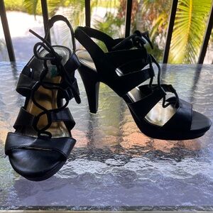Madden Girl Black Lace Up Heels size 7.5